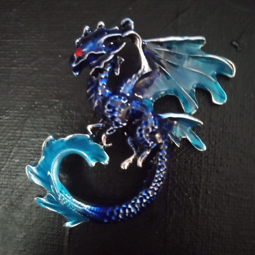 Blue Dragon Brooch Pendant